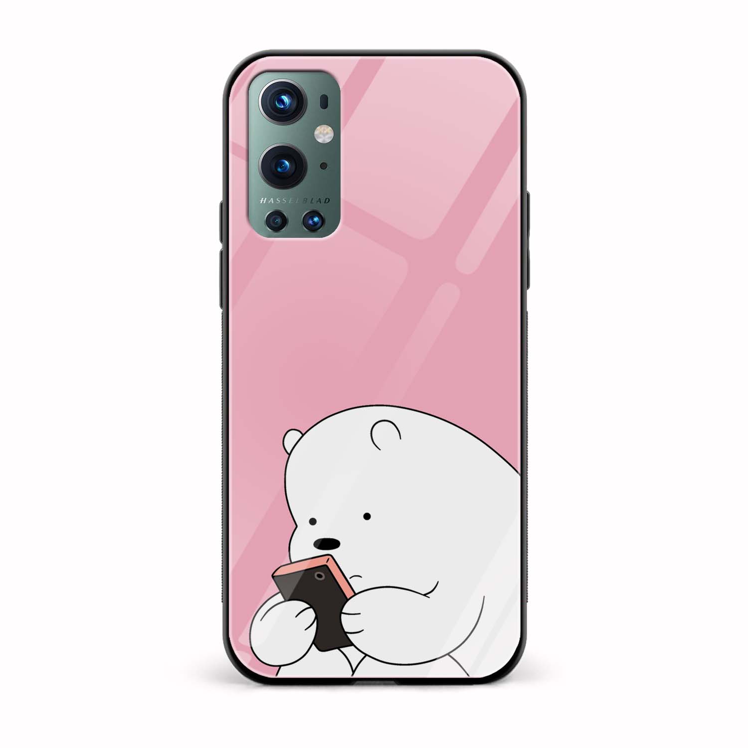 Minimal - Cute Bear Printed Glass Back Phone Case Minimal - Cute Bear Printed Glass Back Phone Case - Image 1