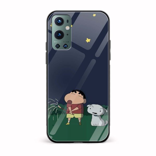 Shinchan Printed Glass Back Phone Case