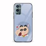 Shinchan Printed Glass Back Phone Case