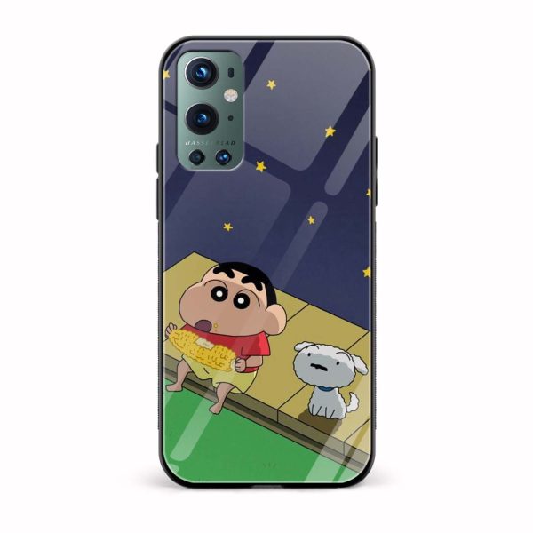 Shinchan Printed Glass Back Phone Case