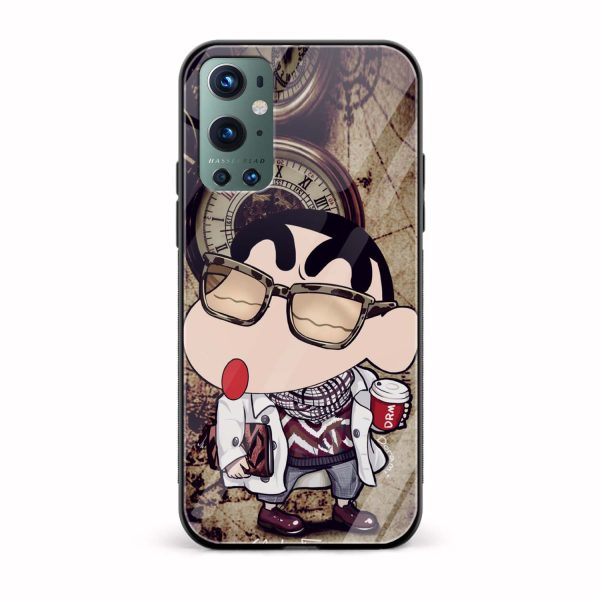 Shinchan Printed Glass Back Phone Case