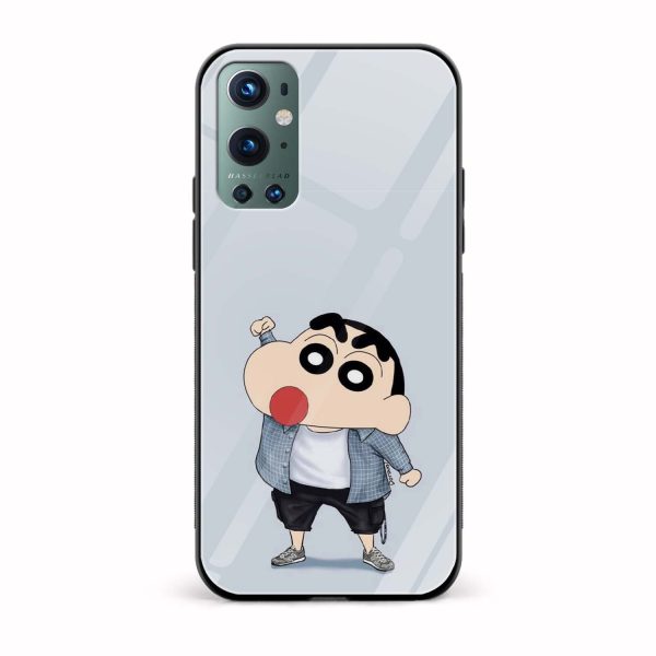 Shinchan Printed Glass Back Phone Case