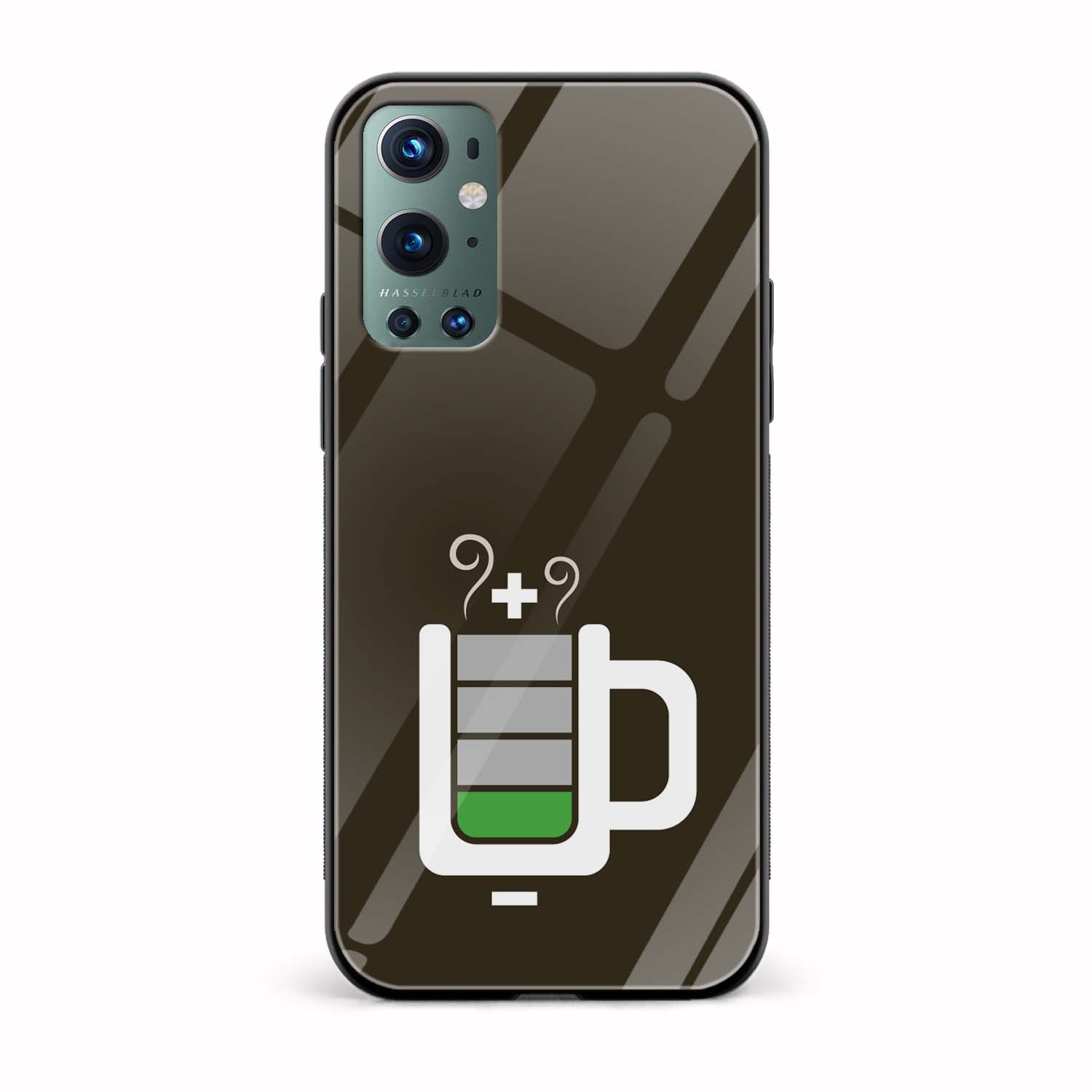 Coffee Battery Meter Printed Glass Back Phone Case Coffee Battery Meter Printed Glass Back Phone Case - Image 1