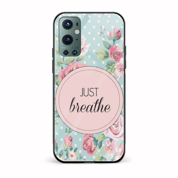 Typography - Just Breathe Printed Glass Back Phone Case