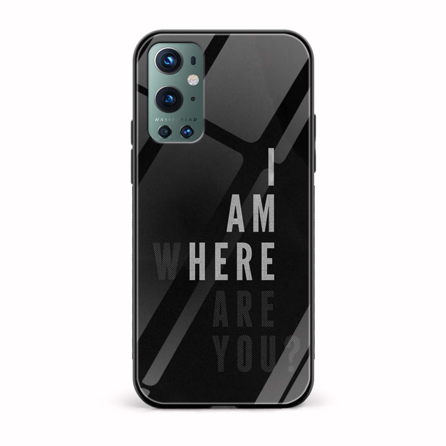 Typography - I Am Here Printed Glass Back Phone Case Typography - I Am Here Printed Glass Back Phone Case - Image 1