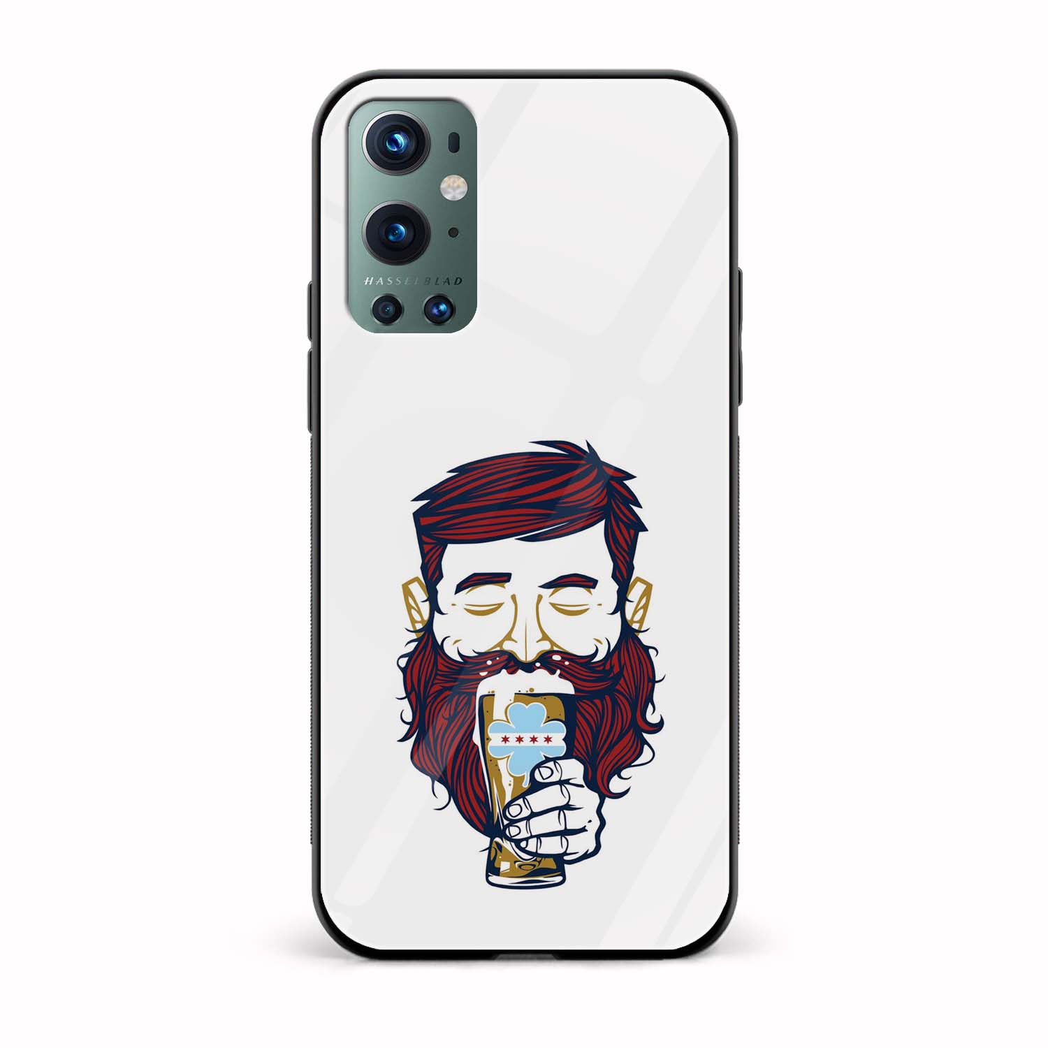 Beard and Beer Printed Glass Back Phone Case Beard and Beer Printed Glass Back Phone Case - Image 1