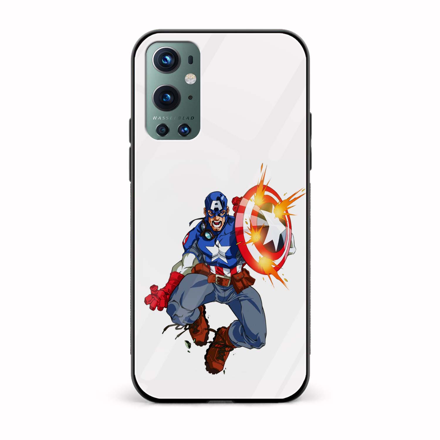 Captain America Printed Glass Back Phone Case Captain America Printed Glass Back Phone Case - Image 1