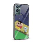 Shinchan And Shiro Printed Glass Back Phone Case - Image 2