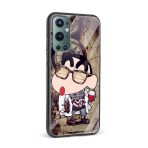 Nerdy Shinchan Printed Glass Back Phone Case - Image 2