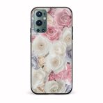 White Pink Roses Printed Glass Back Phone Case