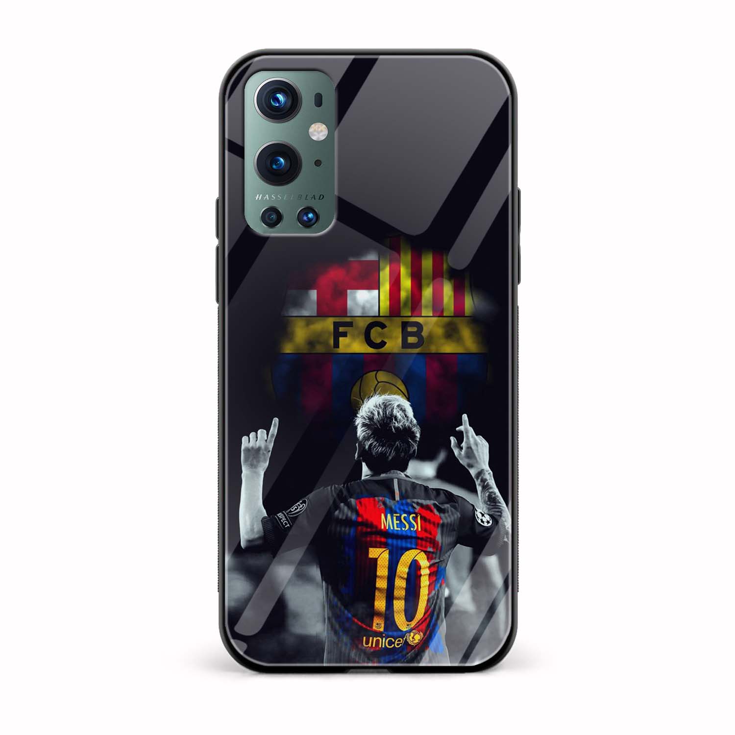 FCB - Messi Printed Glass Back Phone Case FCB - Messi Printed Glass Back Phone Case - Image 1