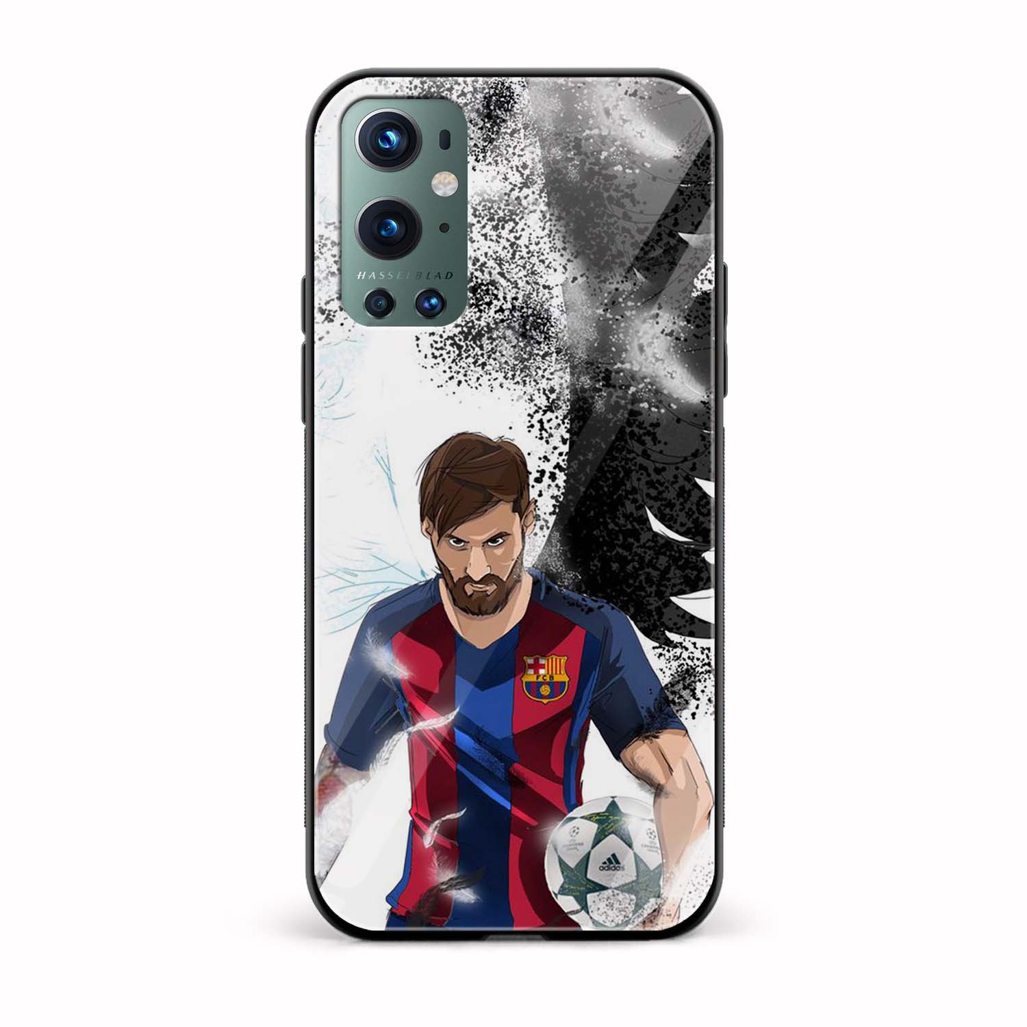 Animated Messi Printed Glass Back Phone Case Animated Messi Printed Glass Back Phone Case - Image 1