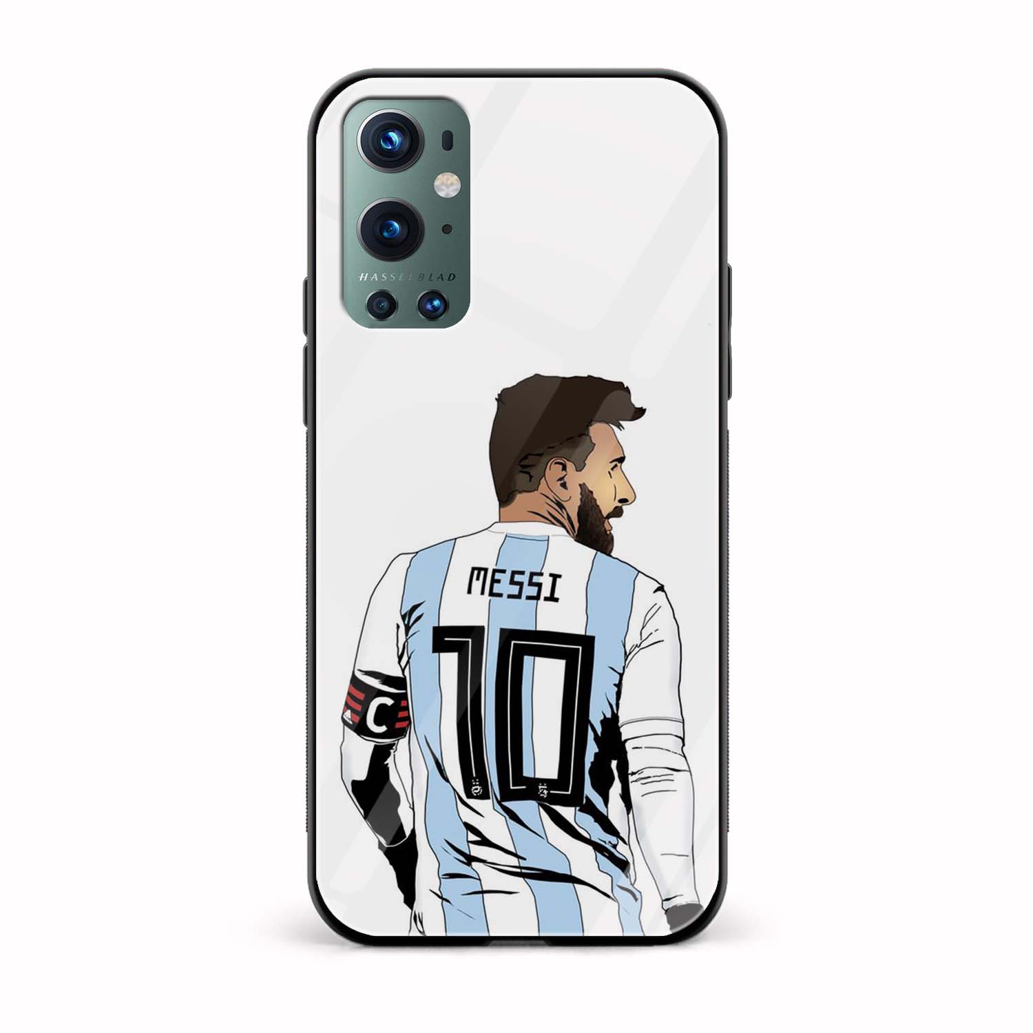 Messi Jersey 10 Back View Glass Back Phone Case Messi Jersey 10 Back View Glass Back Phone Case - Image 1