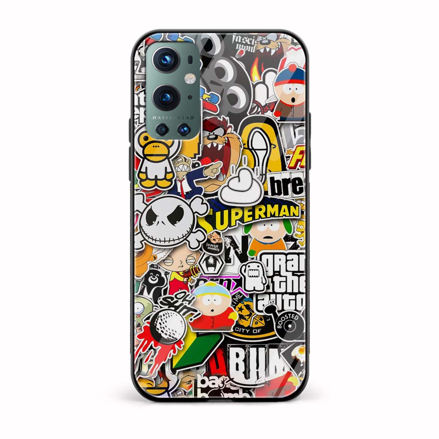 Cartoon Mix Glass Back Phone Case Cartoon Mix Glass Back Phone Case - Image 1