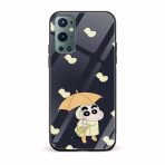 Shin Chan with Umbrella  Glass Back Phone Case