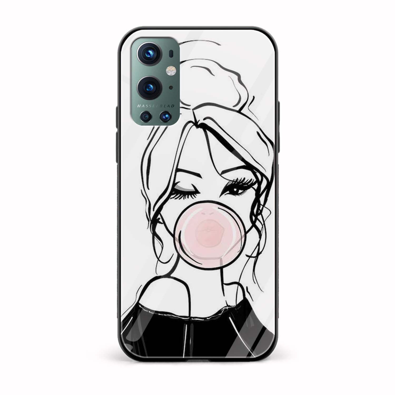 Bubble Gum Girl Glass Back Phone Case Bubble Gum Girl Glass Back Phone Case - Image 1