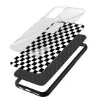 Black and White Checks  Glass Back Phone Case - Image 3