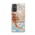 Eat Sleep Travel Repeat Map  Soft Phone Case