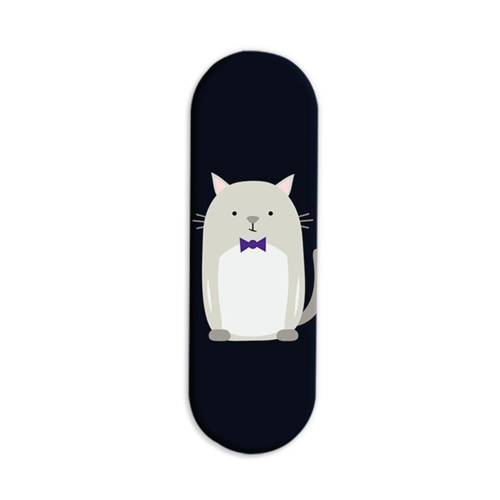 Cat With A Bow Printed Slider Phone Grip Holder Cat With A Bow Printed Slider Phone Grip Holder - Image 1