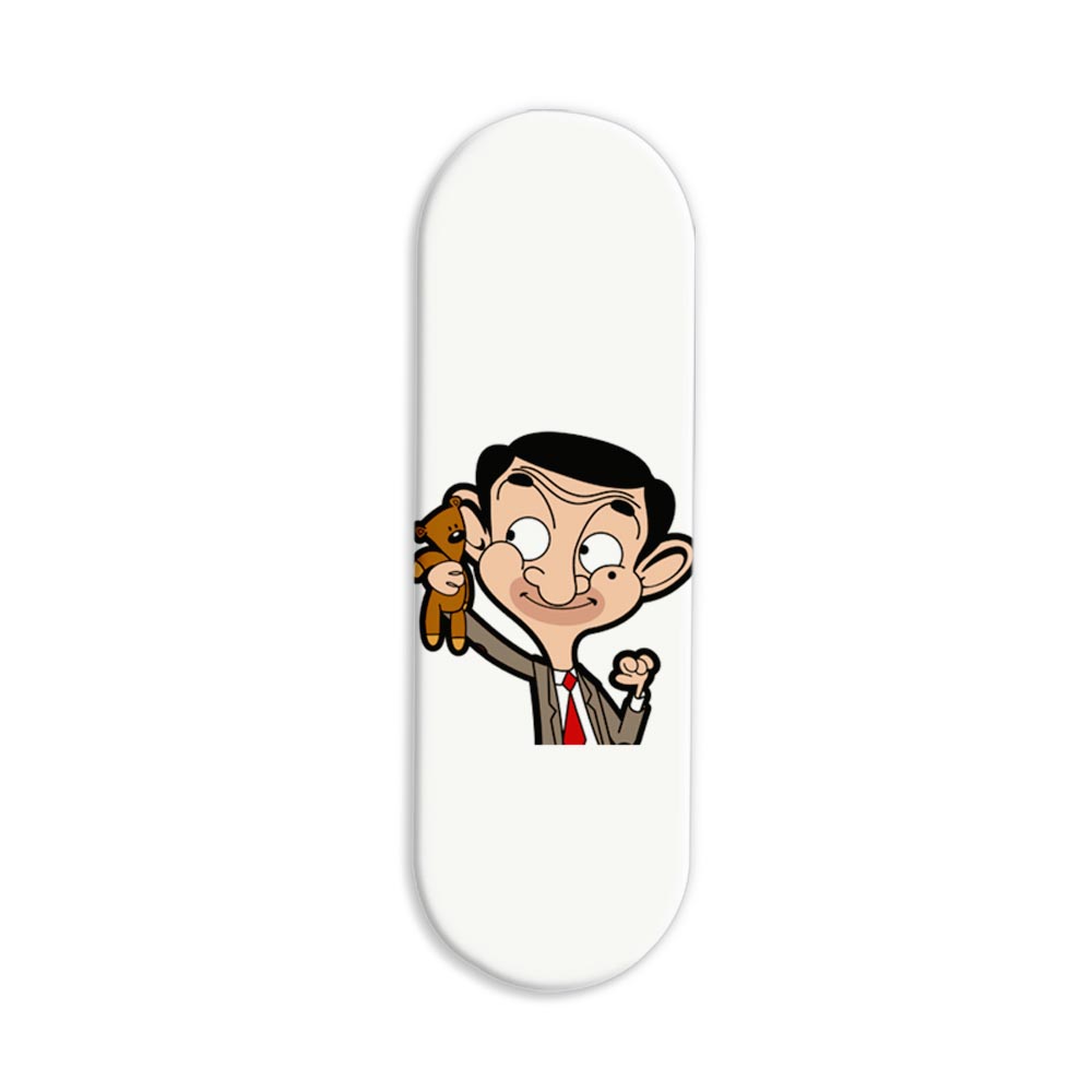 Mr.Bean with Teddy Printed Slider Phone Grip Holder Mr.Bean with Teddy Printed Slider Phone Grip Holder - Image 1