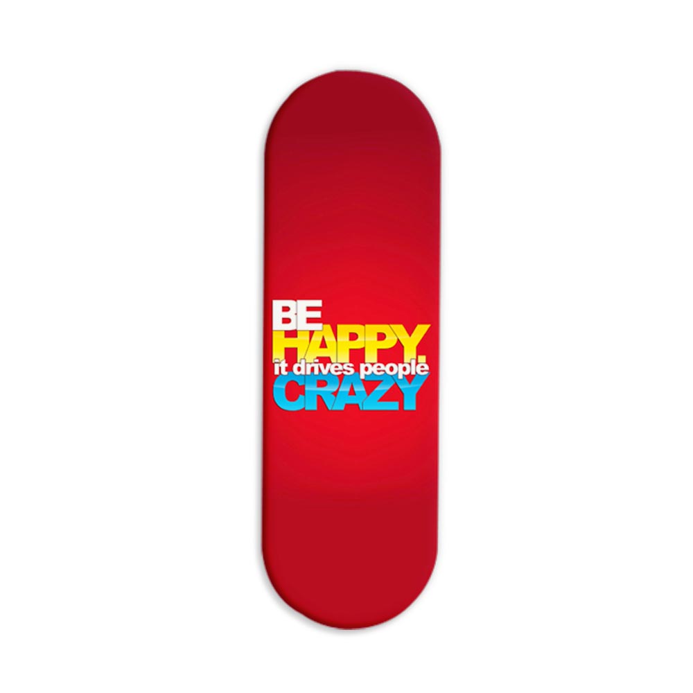 Typography - Be Happy Printed Slider Phone Grip Holder Typography - Be Happy Printed Slider Phone Grip Holder - Image 1