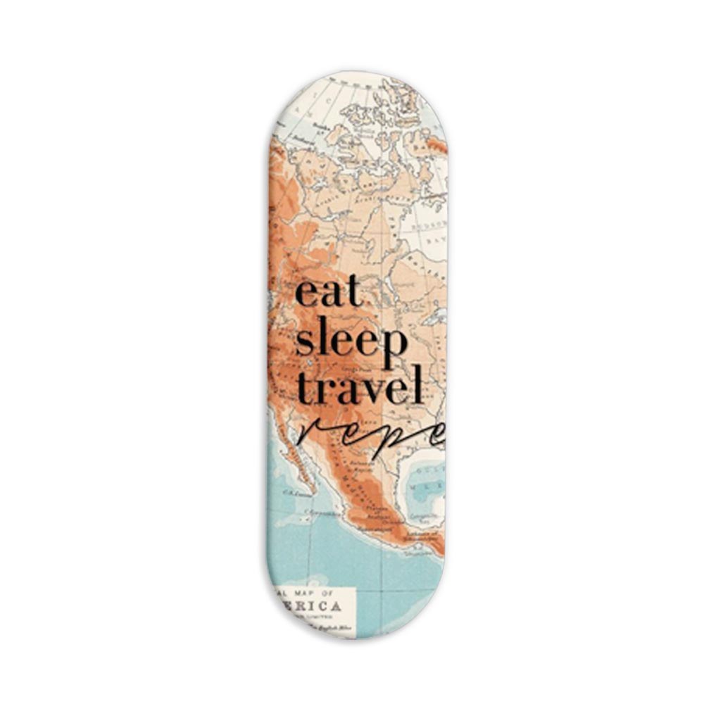 Eat Sleep Travel Repeat Map Printed Slider Phone Grip Holder Eat Sleep Travel Repeat Map Printed Slider Phone Grip Holder - Image 1